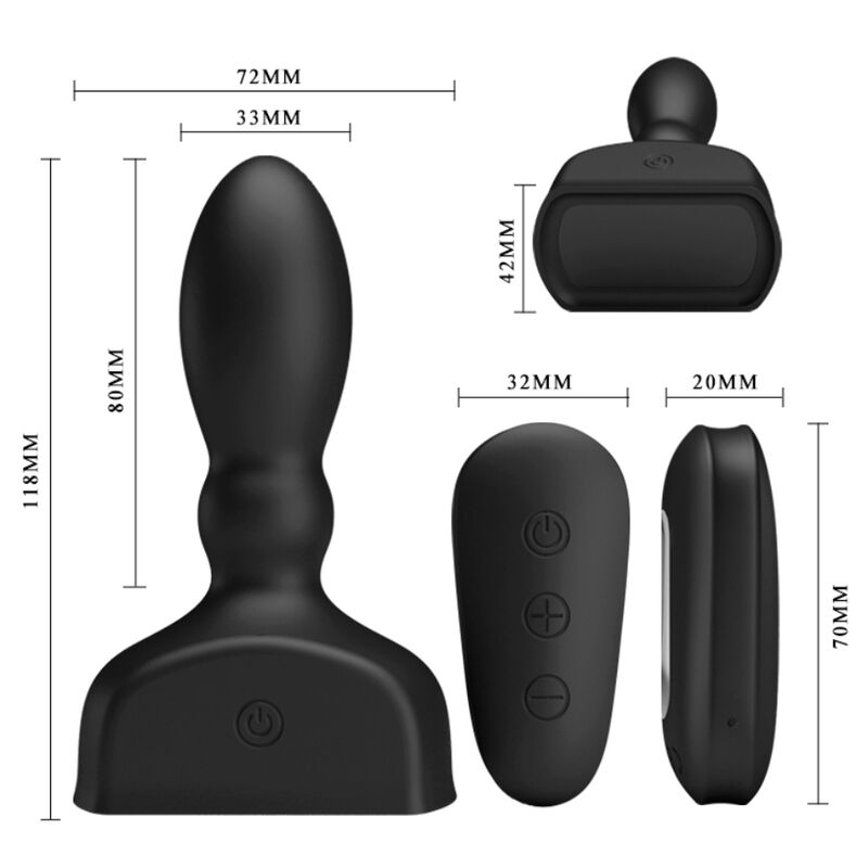 Mr Play-Plug anale gonfiabile Nero con telecomando wireless-12 velocità · Giocattoli anali (imaginea 4)