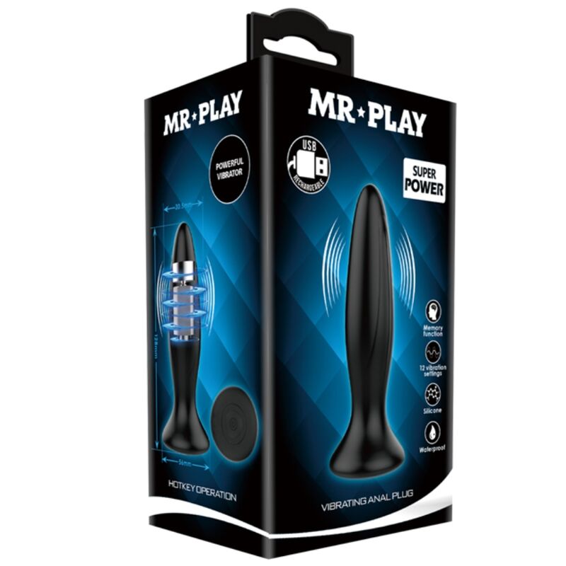 Mr Play-Plug anale Vibratore ricaricabile Nero-Silicone, 12 velocità 4 Mr Play-Plug anale Vibratore ricaricabile Nero-Silicone, 12 velocità · Giocattoli anali (imaginea 4)