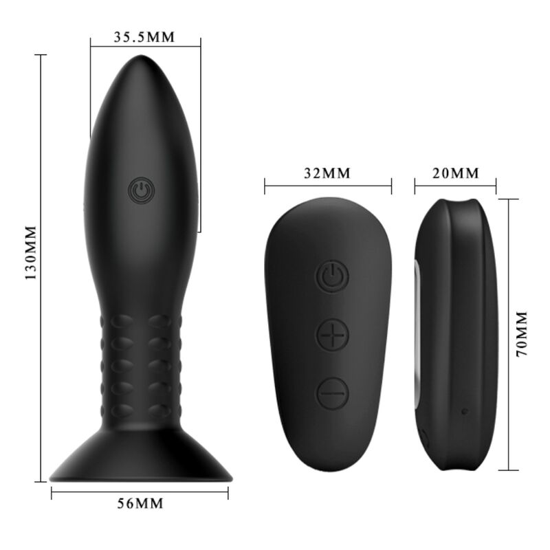 Mr Play-Plug anale a sfere rotanti nere e telecomando in silicone · Giocattoli anali (imaginea 5)