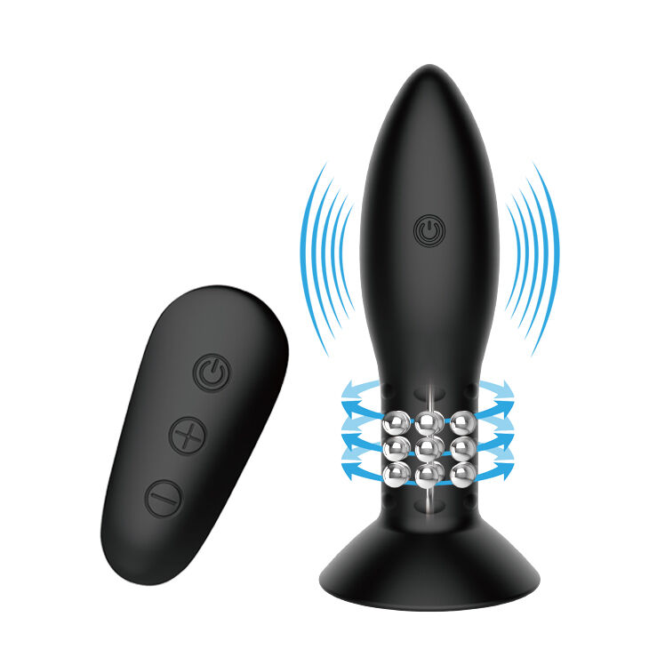 Mr Play-Plug anale a sfere rotanti nere e telecomando in silicone 2 Mr Play-Plug anale a sfere rotanti nere e telecomando in silicone · Giocattoli anali (imaginea 2)