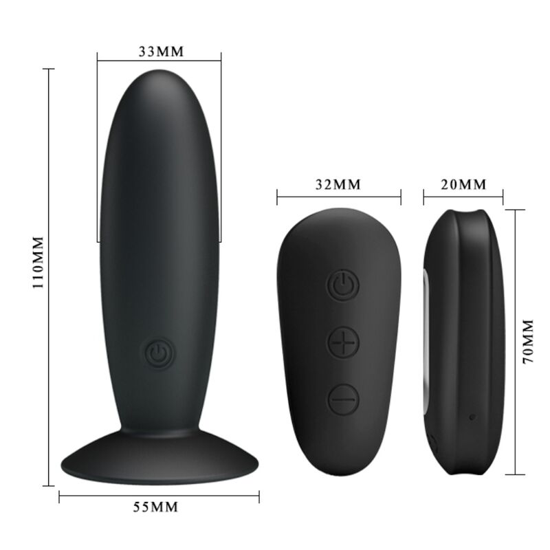 Mr Play-Plug anale Vibratore con telecomando Nero 12 velocità · Giocattoli anali (immagine 6)