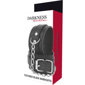 Darkness Bondage-Darkness Polsini in pelle nera strutturata · Bondage & Manette (imaginea 5)