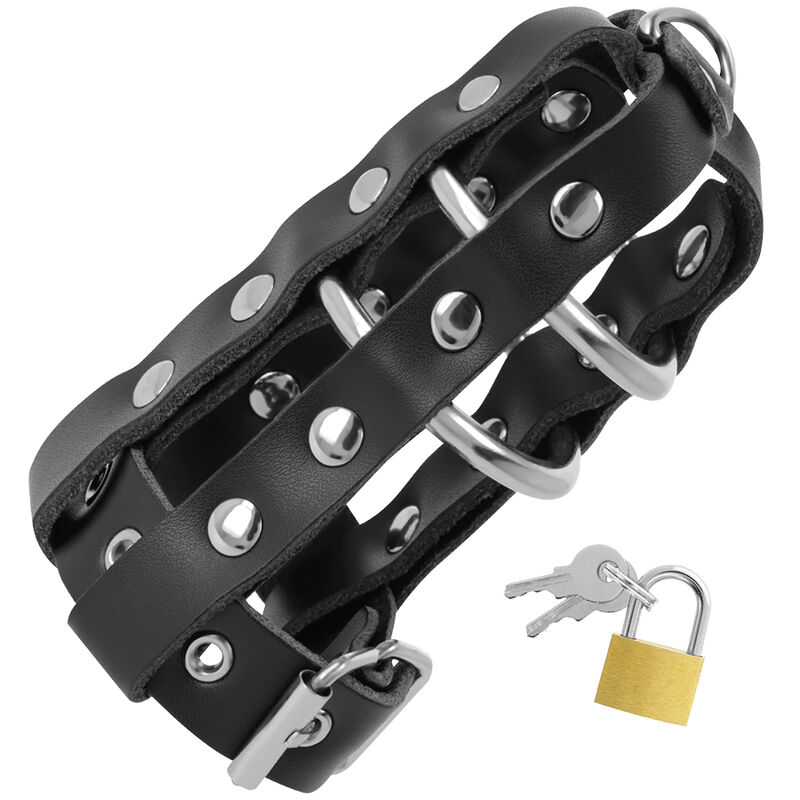 Darkness Bondage-Gabbia di castità in pelle vegana con lucchetto 5 Darkness Bondage-Gabbia di castità in pelle vegana con lucchetto · Accessori BDSM (imaginea 5)