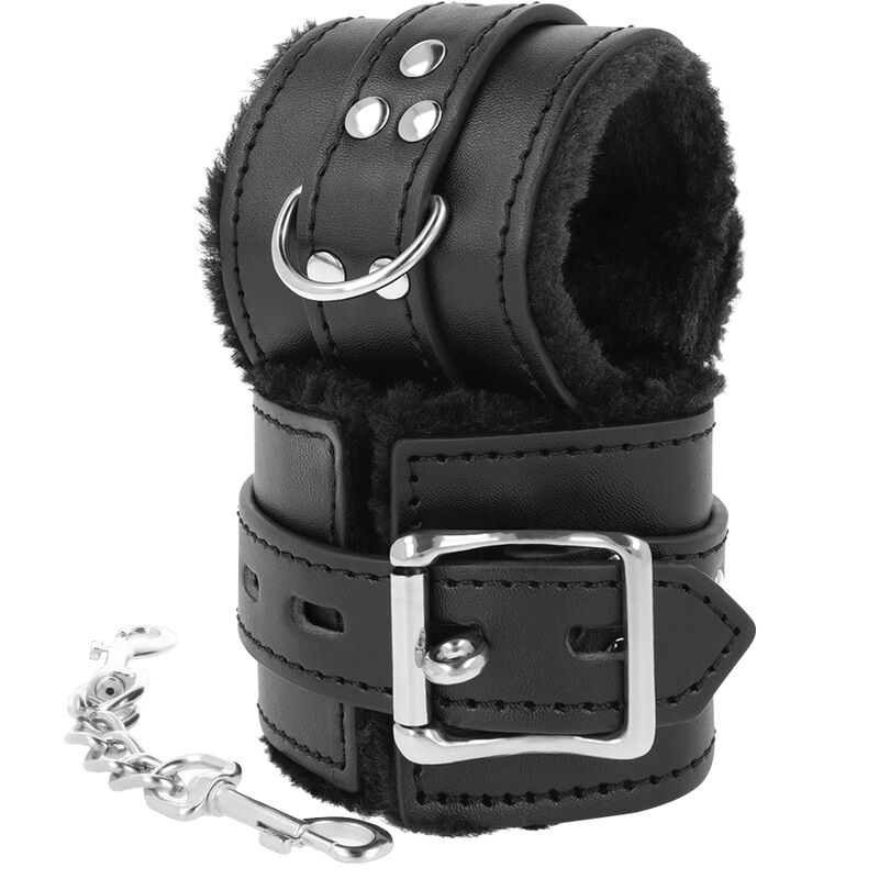 Darkness Bondage-Manette Bdsm imbottite con pelliccia Nera-PVC · Bondage & Manette (immagine 5)