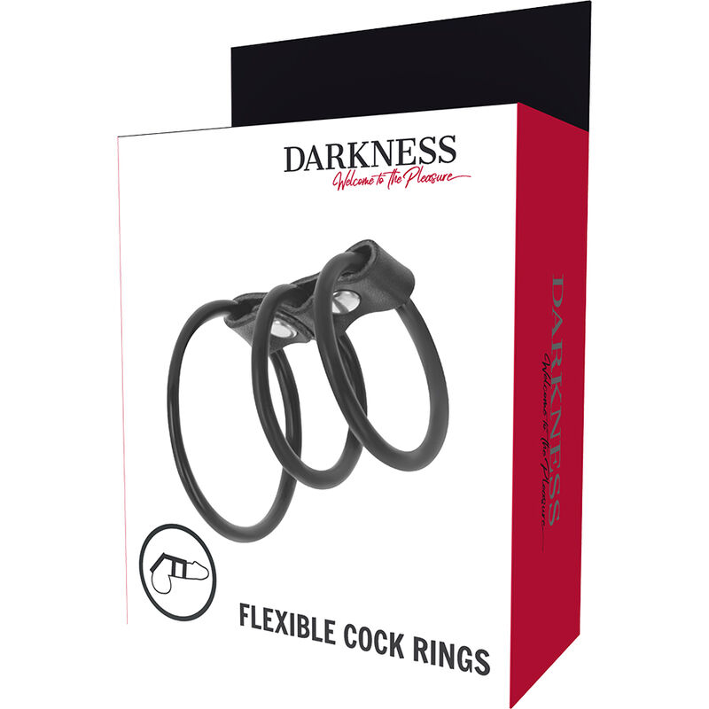 Darkness Bondage-Set di 3 anelli flessibili per pene-TPR 3 Darkness Bondage-Set di 3 anelli flessibili per pene-TPR · Anelli & Guaine per pene (imaginea 3)