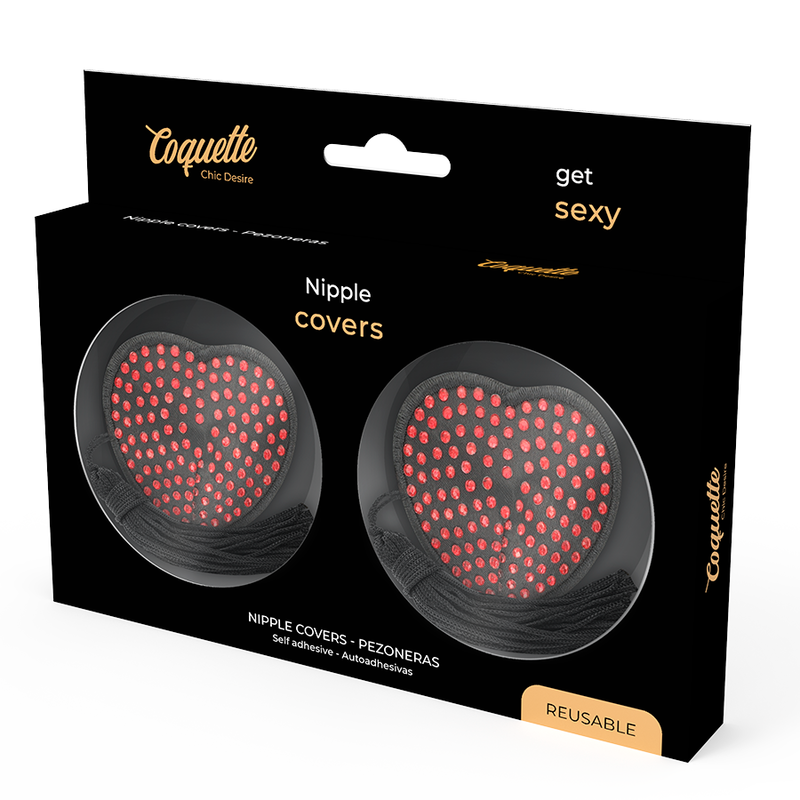 Coquette Accessories-Coperture per capezzoli Cuore Nero/Rosso — COQUETTE CHIC DESIRE · Accessori lingerie (immagine 4)
