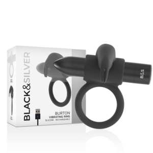 Black&silver-Burton Ring 10 modalità di vibrazione Nero-Silicone, 10 — BLACK&SILVER · Anelli & Guaine per pene (imaginea 6)