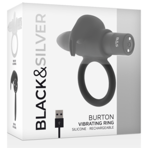 Black&silver-Burton Ring 10 modalità di vibrazione Nero-Silicone, 10 — BLACK&SILVER · Anelli & Guaine per pene (imaginea 3)