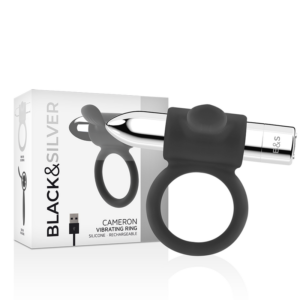 Black&Silver-Cameron Anello Ricaricabile Silicone 10 velocità — BLACK&SILVER · Anelli & Guaine per pene (imaginea 6)
