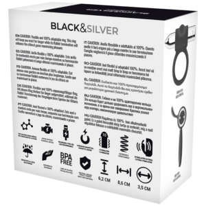 Black&Silver-Cameron Anello Ricaricabile Silicone 10 velocità — BLACK&SILVER · Anelli & Guaine per pene (imaginea 4)