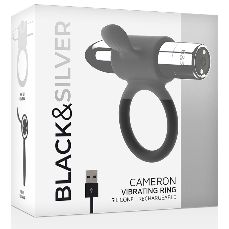 Black&Silver-Cameron Anello Ricaricabile Silicone 10 velocità — BLACK&SILVER · Anelli & Guaine per pene (imaginea 3)