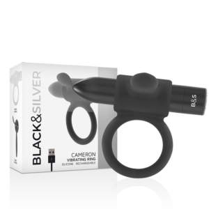 Black&Silver-Cameron Anello Ricaricabile Silicone 10 velocità — BLACK&SILVER · Anelli & Guaine per pene (imaginea 12)