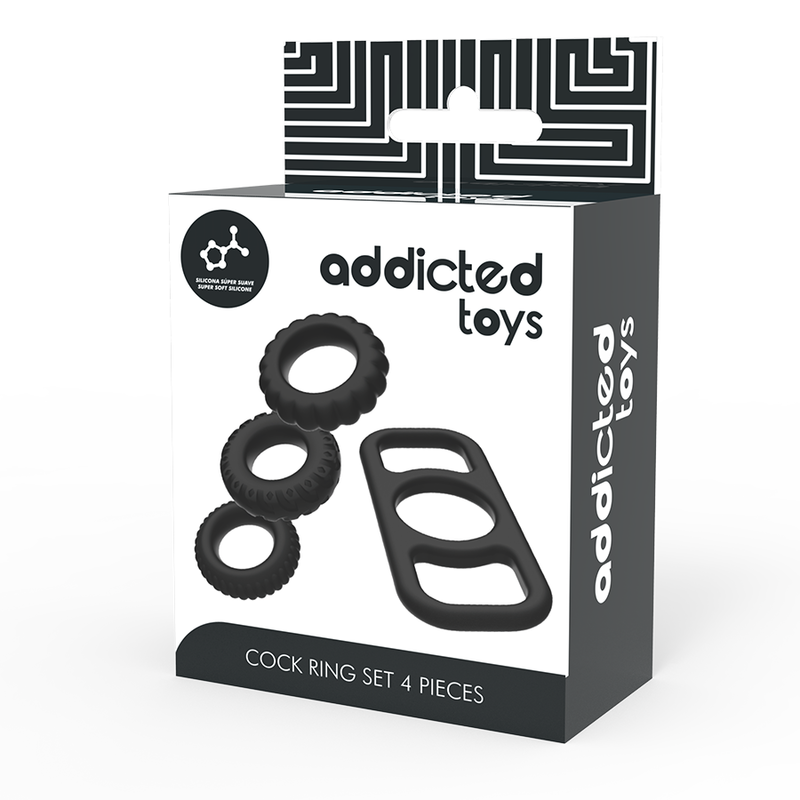 Addicted Toys-Set Anelli per Pene 4 Pezzi-Silicone, Impermeabile 7 Addicted Toys-Set Anelli per Pene 4 Pezzi-Silicone, Impermeabile · Anelli & Guaine per pene (immagine 7)