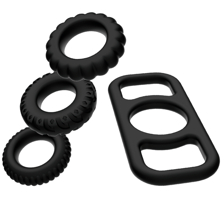 Addicted Toys-Set Anelli per Pene 4 Pezzi-Silicone, Impermeabile 1 Addicted Toys-Set Anelli per Pene 4 Pezzi-Silicone, Impermeabile · Anelli & Guaine per pene