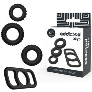 Addicted Toys-Set Anelli per Pene 4 Pezzi-Silicone, Impermeabile 16 Addicted Toys-Set Anelli per Pene 4 Pezzi-Silicone, Impermeabile · Anelli & Guaine per pene (immagine 8)