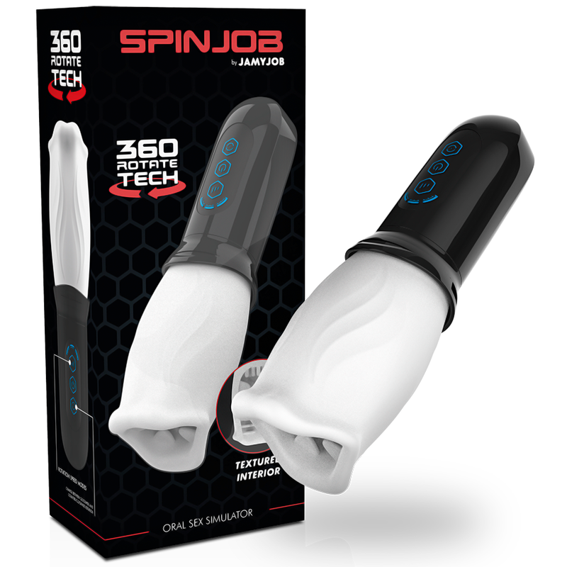 Jamyjob-Spinjob Stimolatore Orale Rotativo, USB, Inserto 8 cm-TPE · Masturbatori (immagine 2)