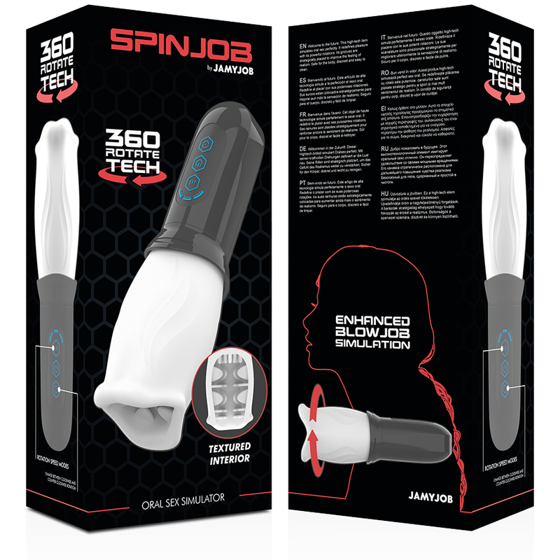 Jamyjob-Spinjob Stimolatore Orale Rotativo, USB, Inserto 8 cm-TPE · Masturbatori (immagine 3)