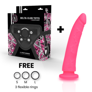 Deltaclub-Imbracatura per Dildo in Silicone Rosa 17 cm - Ø 3 cm · Strap-on & Imbracature (imaginea 9)