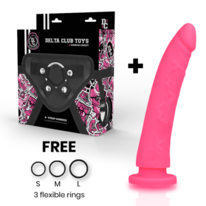 Deltaclub-Imbracatura per Giocattoli + Dildo in Silicone Rosa 20 cm -o- 4 · Strap-on & Imbracature (imaginea 7)
