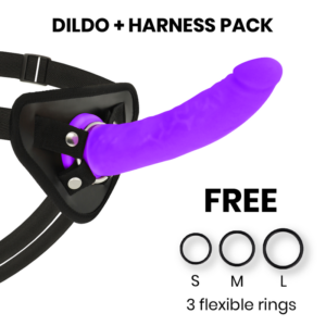 Deltaclub-Arnes con Dildo in Silicone Viola 20 cm - Ø 4 cm · Strap-on & Imbracature