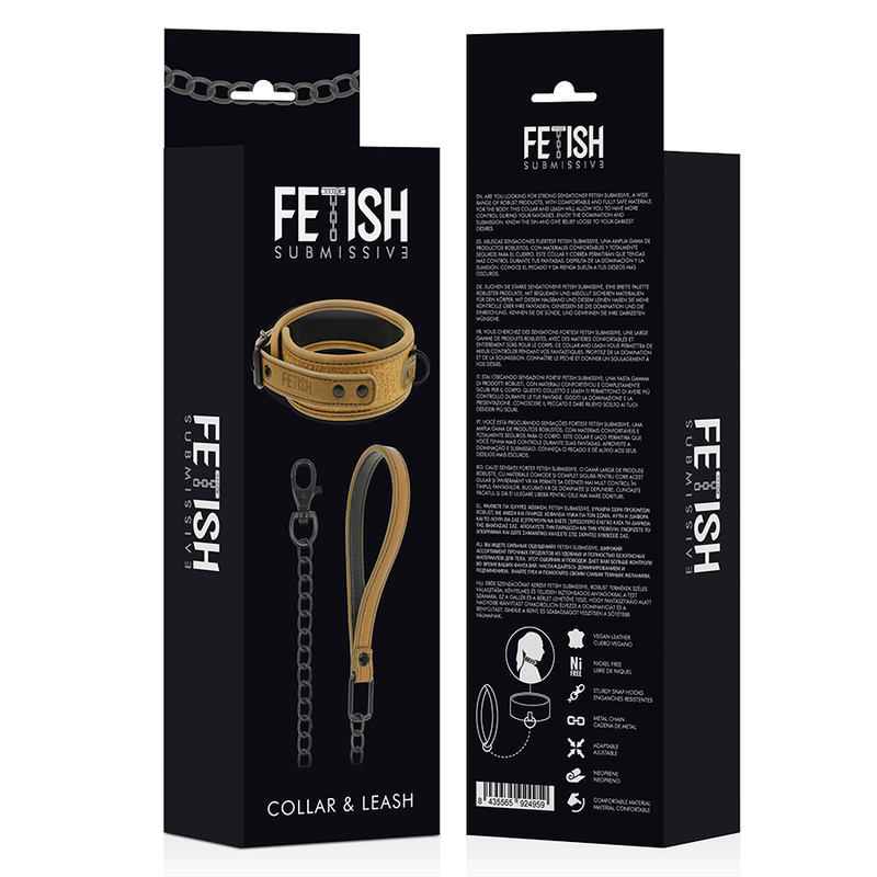 Fetish Submissive Origin-Collana imbottita in neoprene con catena metallica · Bondage & Manette (immagine 8)