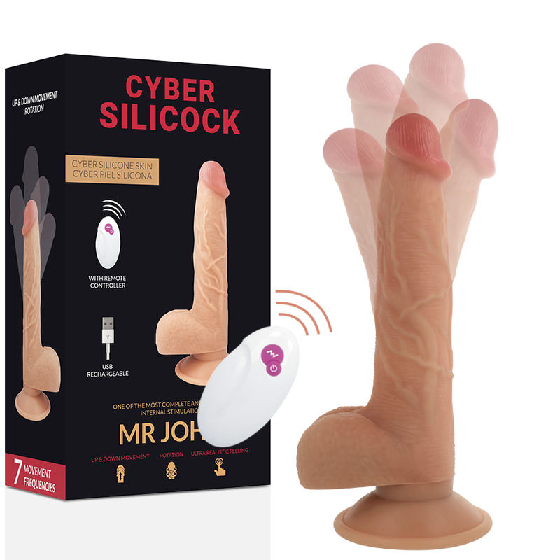 Cyber Silicock-Controllo remoto realistico Mr John 23.88 cm -o- 4.3 cm