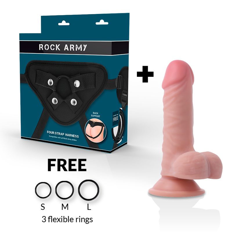 Rock Army-Harness + Dual Density Panzer 17 cm -o- 4.46 cm-Silicone 2 Rock Army-Harness + Dual Density Panzer 17 cm -o- 4.46 cm-Silicone · Strap-on & Imbracature (imaginea 2)