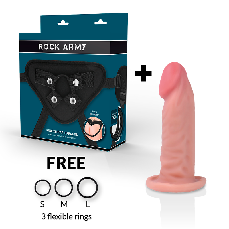 Rock Army-Imbracatura + Dildo Realistico Tiger Doppia Densità 14 cm · Strap-on & Imbracature (imaginea 10)