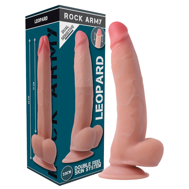 Rock Army-Harness + Dual Density Leopard 23 cm -o- 4.77 cm-Silicone · Strap-on & Imbracature (imaginea 7)