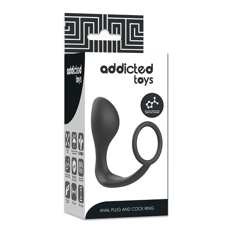 Addicted Toys-Plug anale con Anello in Silicone Nero · Accessori BDSM (immagine 3)
