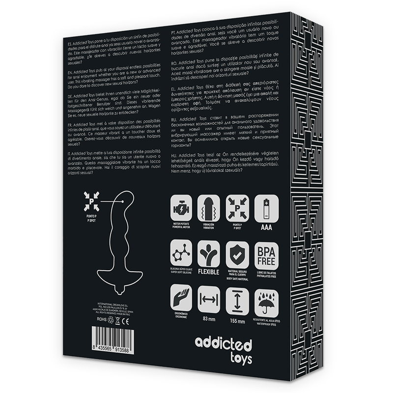 Addicted Toys-Massaggiatore anale a vibrazione Nera Modello 2-Silicone · Giocattoli anali (imaginea 6)
