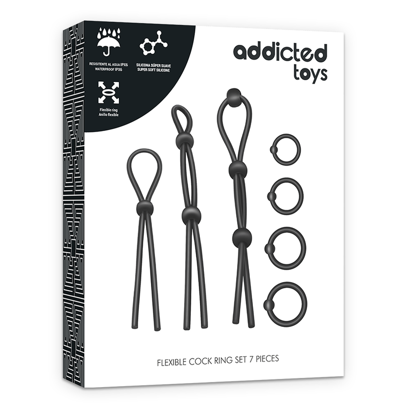 Addicted Toys-Set di 7 anelli flessibili in silicone per il pene 2 Addicted Toys-Set di 7 anelli flessibili in silicone per il pene · Anelli & Guaine per pene (imaginea 2)