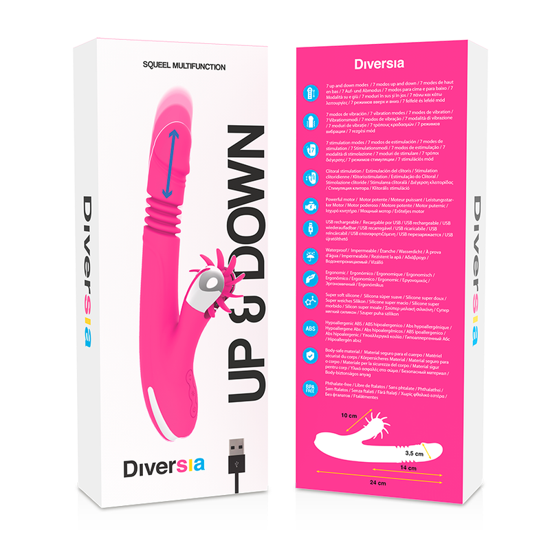 Diversia-Bunny Up & Down 24 cm-Silicone, 7 velocità, Ricaricabile · Vibratori (imaginea 9)