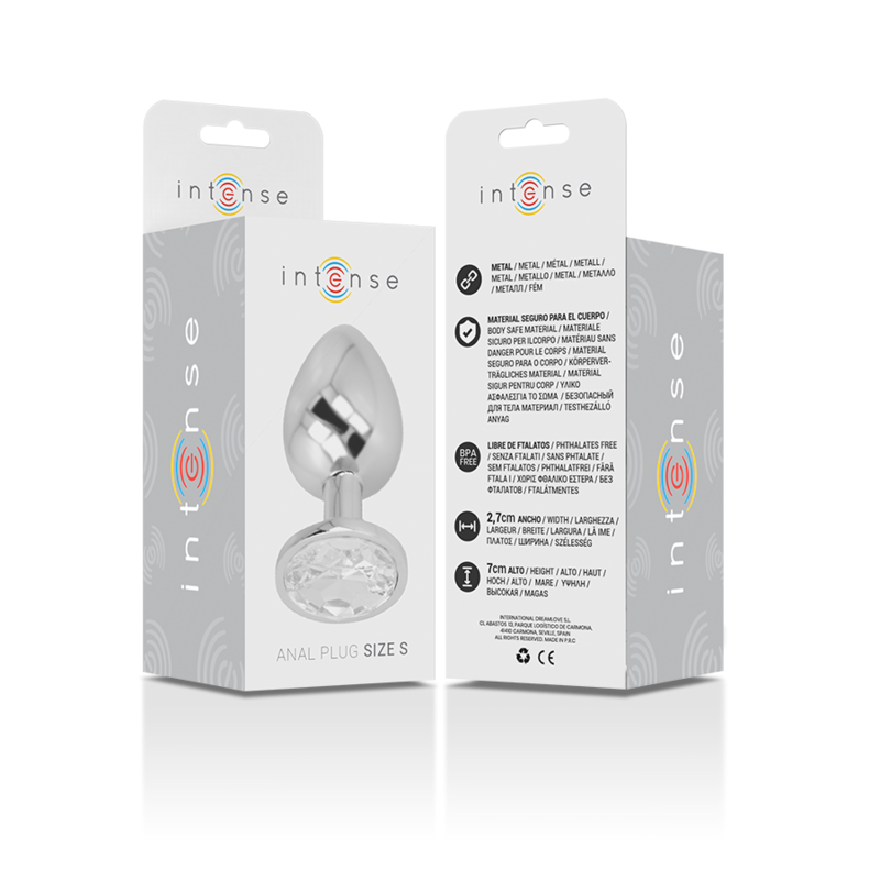 Intense Anal Toys-Plug anale in metallo in Alluminio con Cristallo-Argento, Taglia S · Accessori BDSM (immagine 5)
