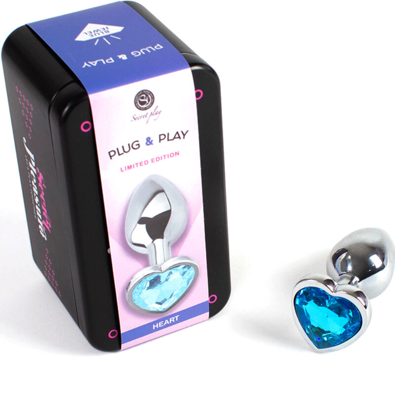 Secretplay Toys-Plug anale in metallo Cuore Blu, Taglia S, 7 cm · Accessori BDSM (immagine 2)