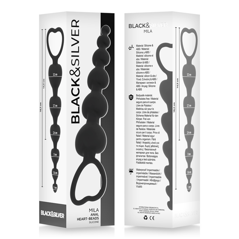 Black&silver-Mila Catena Anale 'chain of Hearts' 18 cm-Silicone — BLACK&SILVER · Giocattoli anali (immagine 2)