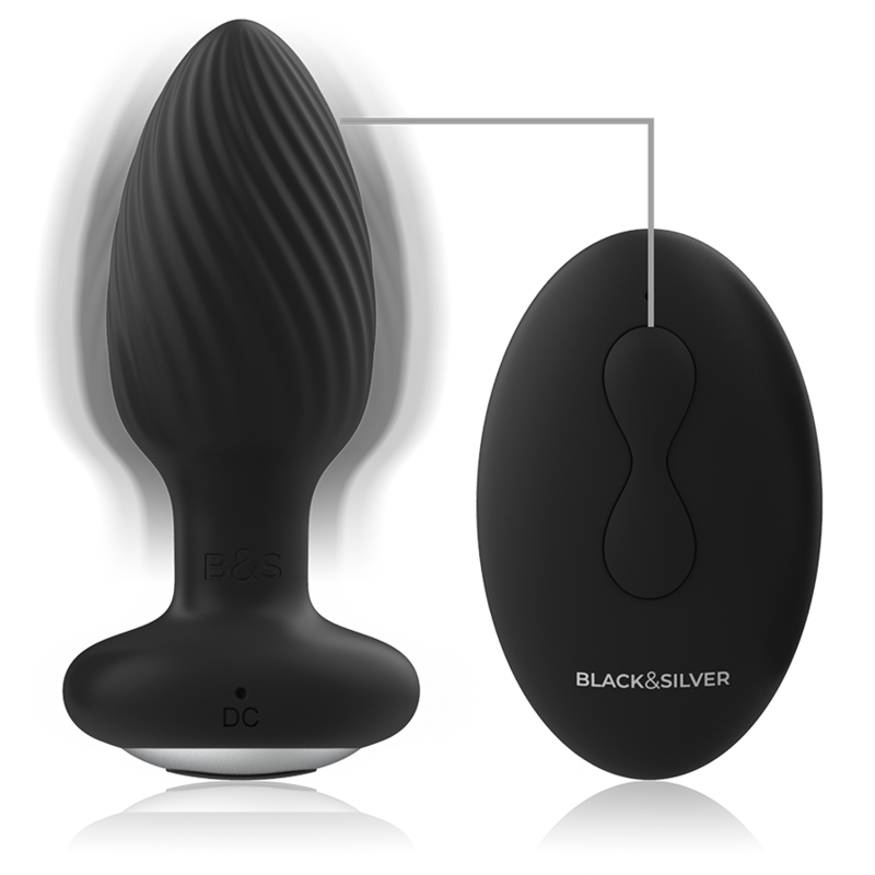 Black&silver-Welss Plug anale Rotatore in Silicone — BLACK&SILVER · Accessori BDSM (immagine 2)