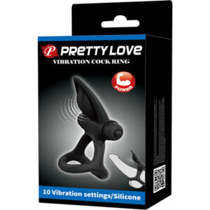 For Him-Anello Vibrante 10 Vibrazioni Silicone Nero-10 velocità — PRETTY LOVE · Anelli & Guaine per pene (imaginea 7)