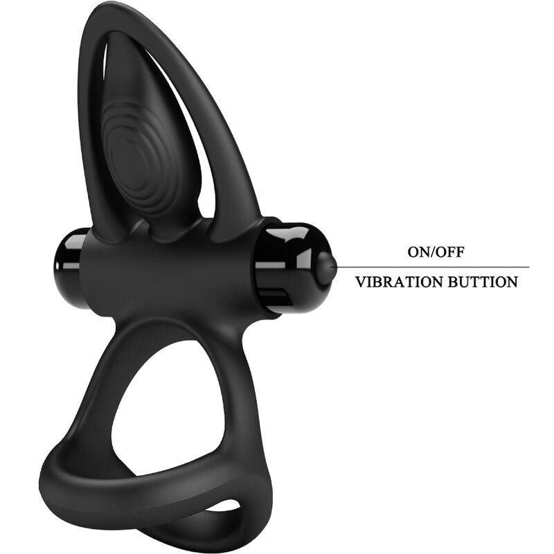 For Him-Anello Vibrante 10 Vibrazioni Silicone Nero-10 velocità — PRETTY LOVE · Anelli & Guaine per pene (imaginea 9)