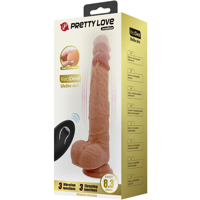 Remote Control-Jonathan Dildo Silicone 3 Vibrazioni + 3 Lunghezze — PRETTY LOVE · Vibratori (imaginea 7)