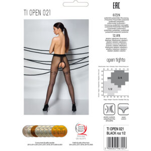 Passion-Tiopen 021 Calze Aperte Nero Classico/(20 Den) · Lingerie sexy donna (immagine 5)