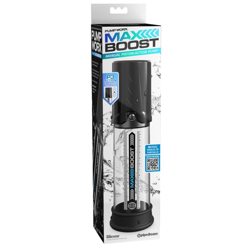 Pump Worx-Pompa per pene Max Boost con pistone — PIPEDREAMS · Anelli & Guaine per pene (immagine 3)