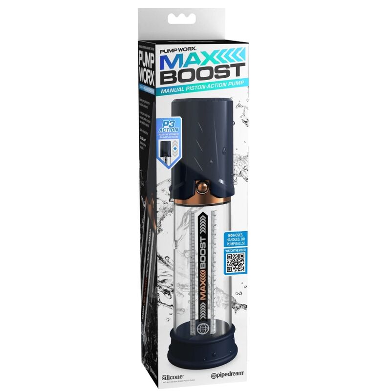 Pump Worx-Pompa per pene Max Boost con pistone — PIPEDREAMS · Anelli & Guaine per pene (immagine 12)