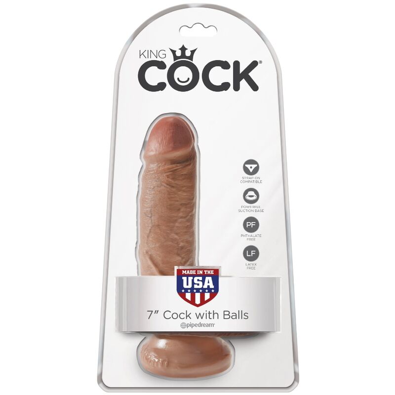 King Cock-Dildo realistico con testicoli 13.2 cm Caramel-PVC — PIPEDREAMS · Dildo & Stimolatori (immagine 2)