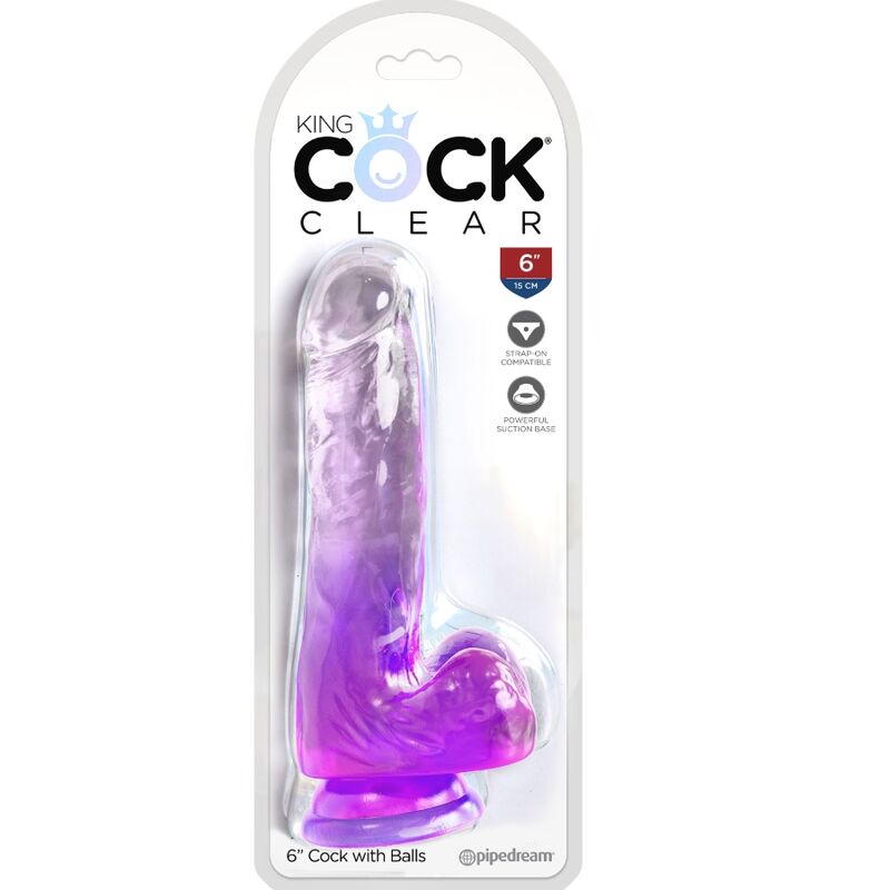 King Cock-Dildo Realist Trasparente Viola con testicoli 13.5 cm 2 King Cock-Dildo Realist Trasparente Viola con testicoli 13.5 cm — PIPEDREAMS · Dildo & Stimolatori (imaginea 2)