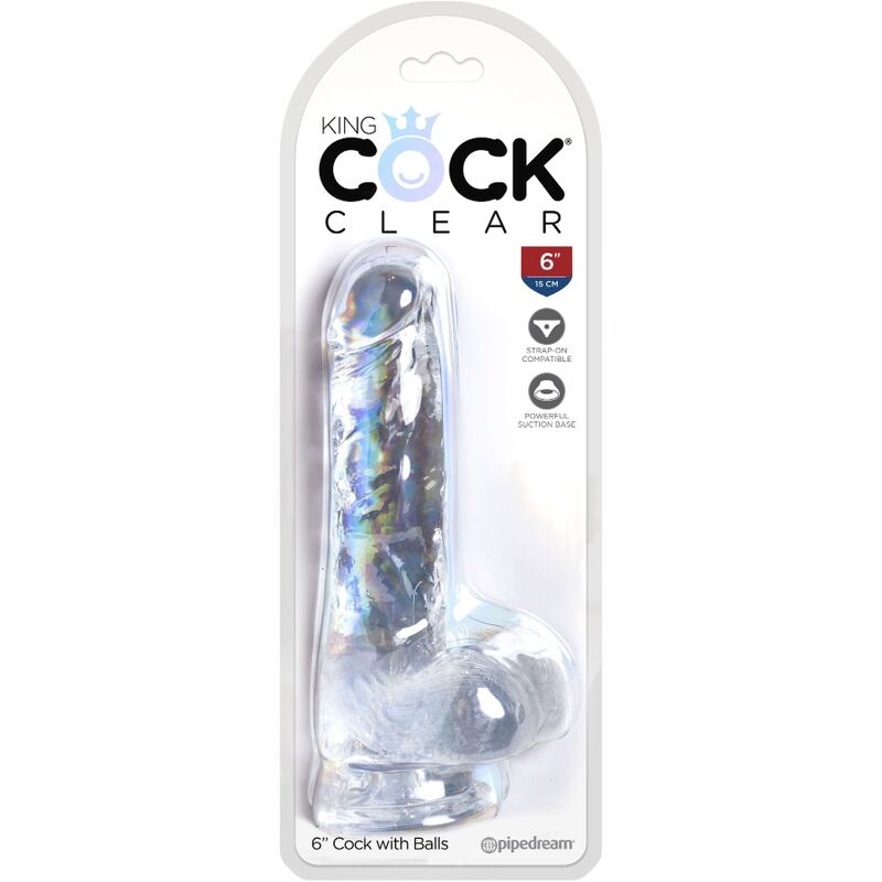 King Cock-Clear Pene Realistico Trasparente con Testicoli 13.5 cm — PIPEDREAMS · Dildo & Stimolatori (imaginea 4)