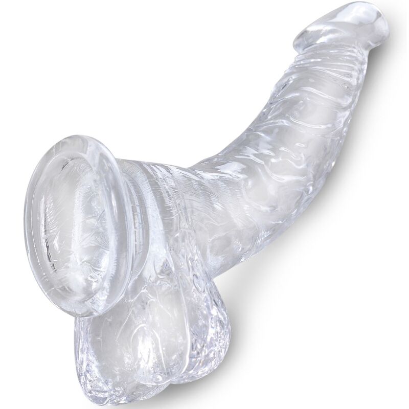 King Cock-Dildo curvo Trasparente con testicoli 16.5 cm — PIPEDREAMS · Dildo & Stimolatori (imaginea 4)
