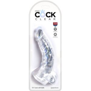 King Cock-Dildo curvo Trasparente con testicoli 16.5 cm — PIPEDREAMS · Dildo & Stimolatori (imaginea 3)