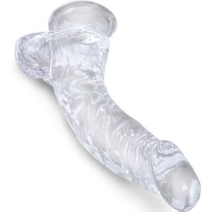 King Cock-Dildo curvo Trasparente con testicoli 16.5 cm — PIPEDREAMS · Dildo & Stimolatori (imaginea 2)