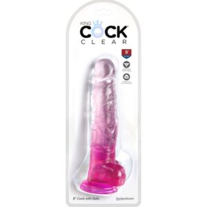 King Cock-Dildo Trasparente Rosa con testicoli 16.5 cm — PIPEDREAMS · Dildo & Stimolatori (imaginea 2)
